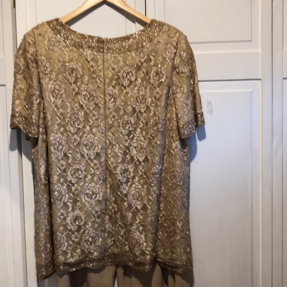 Candlelight Champagne Elegant Sequin Top and Pants Set 20W - Picture 7 of 10
